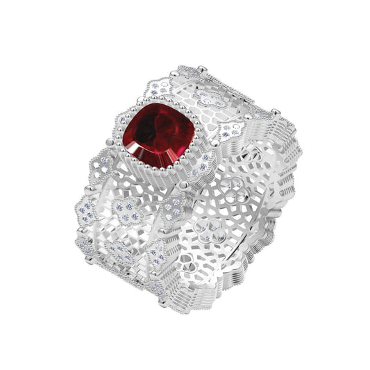 BQLT-RIN158813 cushion-shaped stone colored gemstone mixed full-body stone lace ring