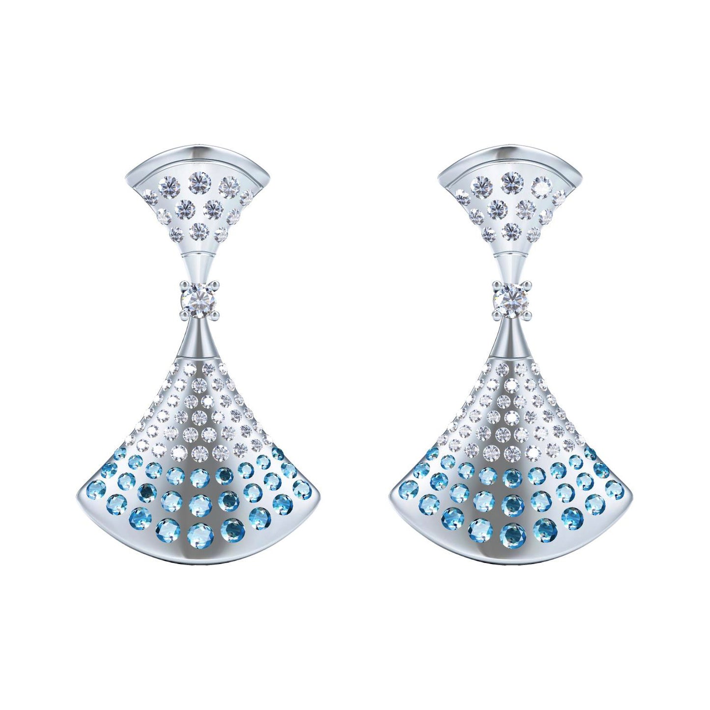 BGL-488165 double fan-shaped full diamond fan skirt earrings