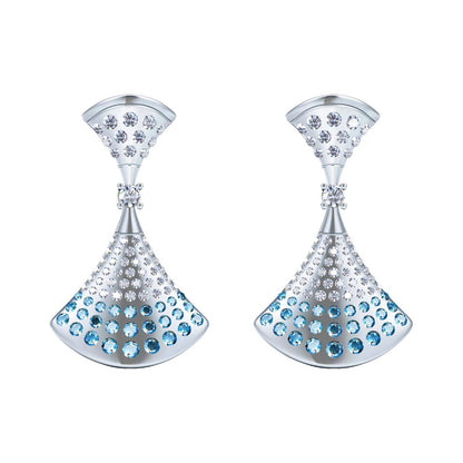 BGL-488165 double fan-shaped full diamond fan skirt earrings