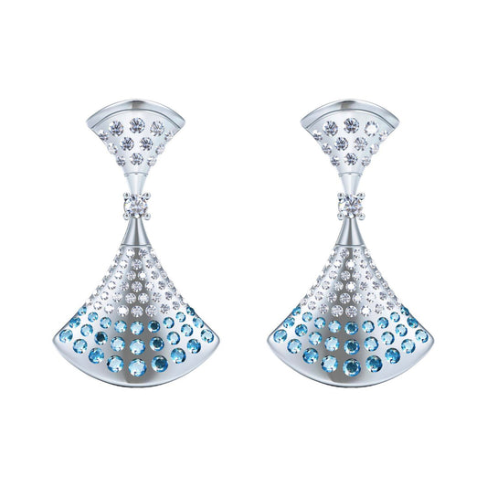 BGL-488165 double fan-shaped full diamond fan skirt earrings
