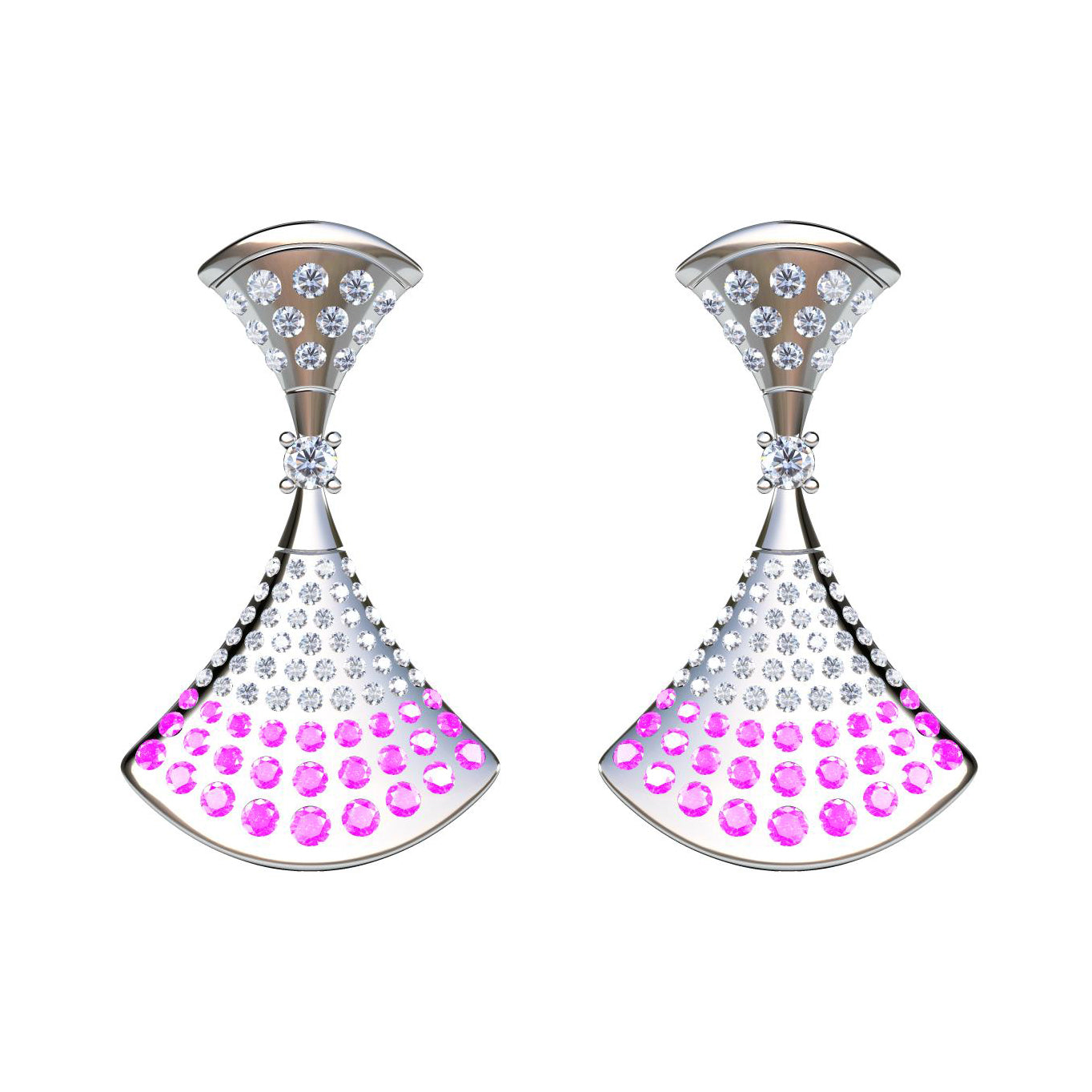 BGL-488165 double fan-shaped full diamond fan skirt earrings