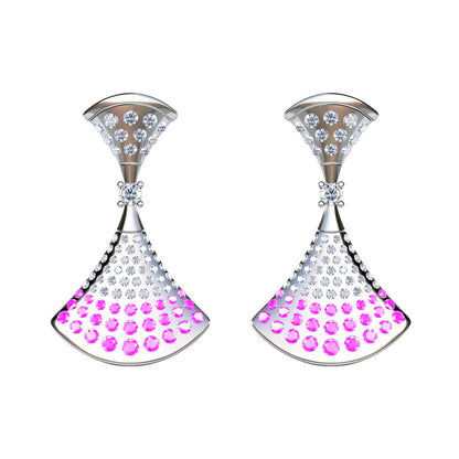 BGL-488165 double fan-shaped full diamond fan skirt earrings