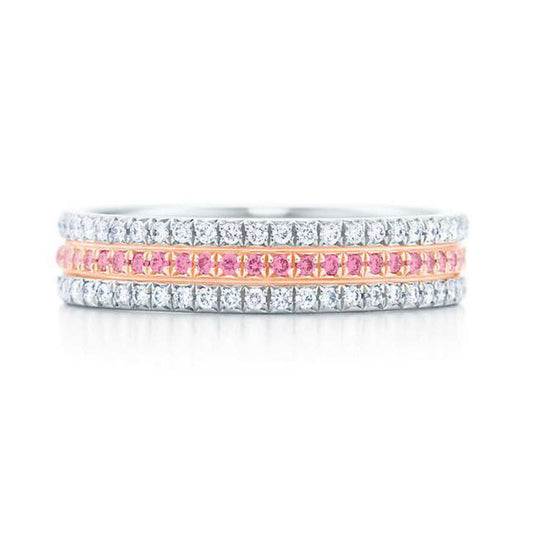TIF35589583 Three rows of diamonds in the middle pink diamond ring