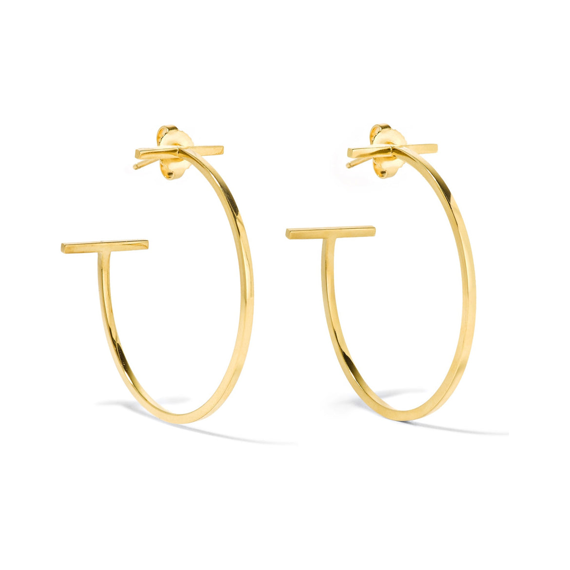 TIF75657331中号光金T字线圈耳钉