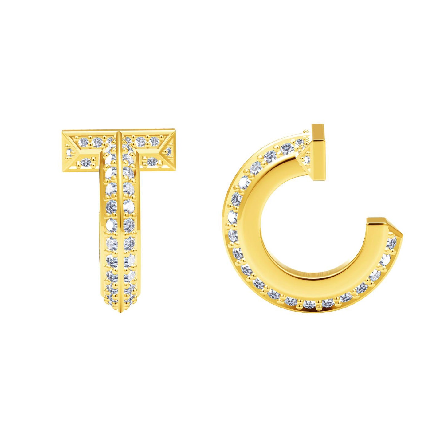 TIF-69184807T字剑脊圆环半钻耳钉