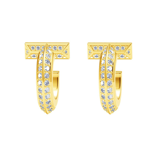 TIF-69184807T-shaped sword spine ring half diamond earrings