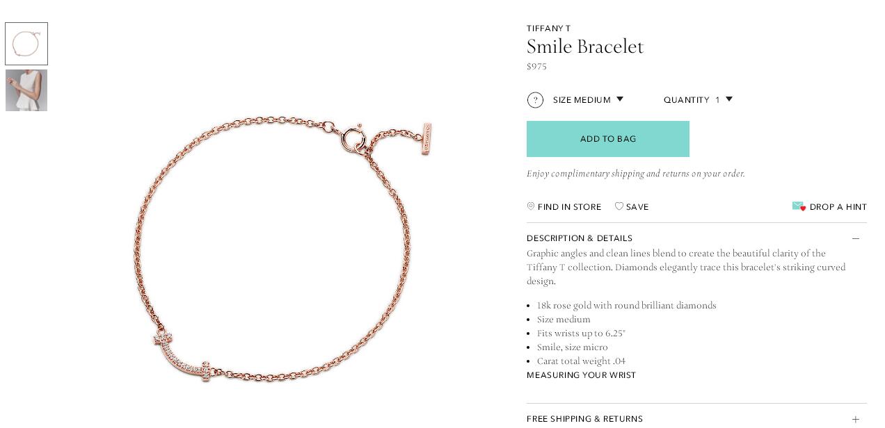 TIF36306399 small smile diamond T-shaped bracelet