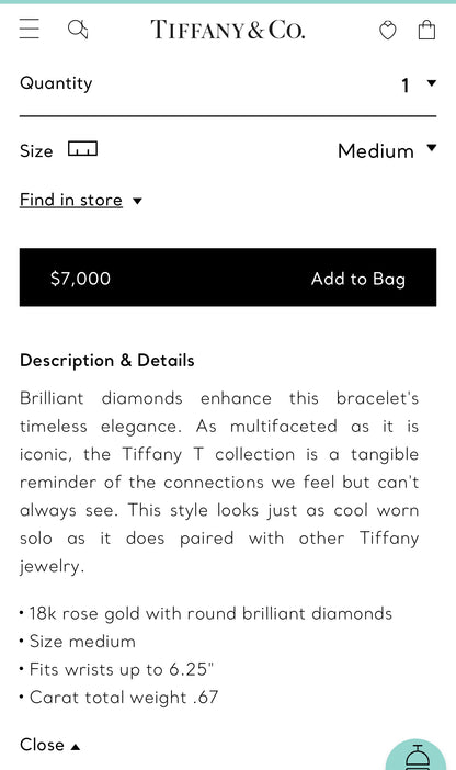 TIF13746997 Large double diamond T-head open coil bracelet 16#