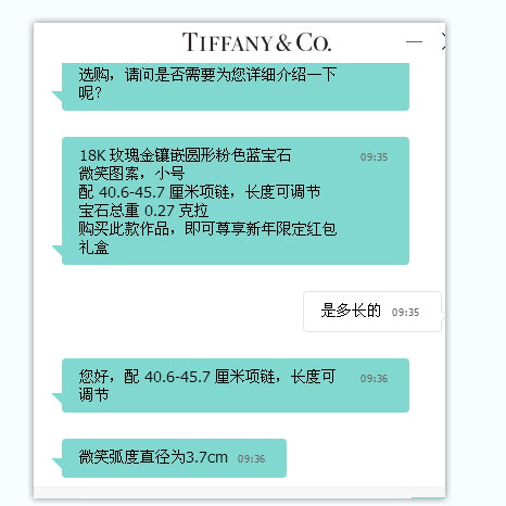 TIF88633239满钻新年限量T字微笑虎爪栓链吊链