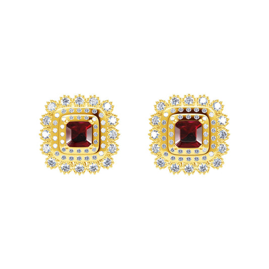 TIF19575859 octagonal diamond three-circle stone bead earrings