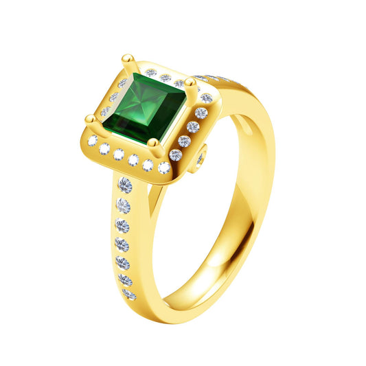TIF656502 semi-set straight arm ring with stone surround 10#