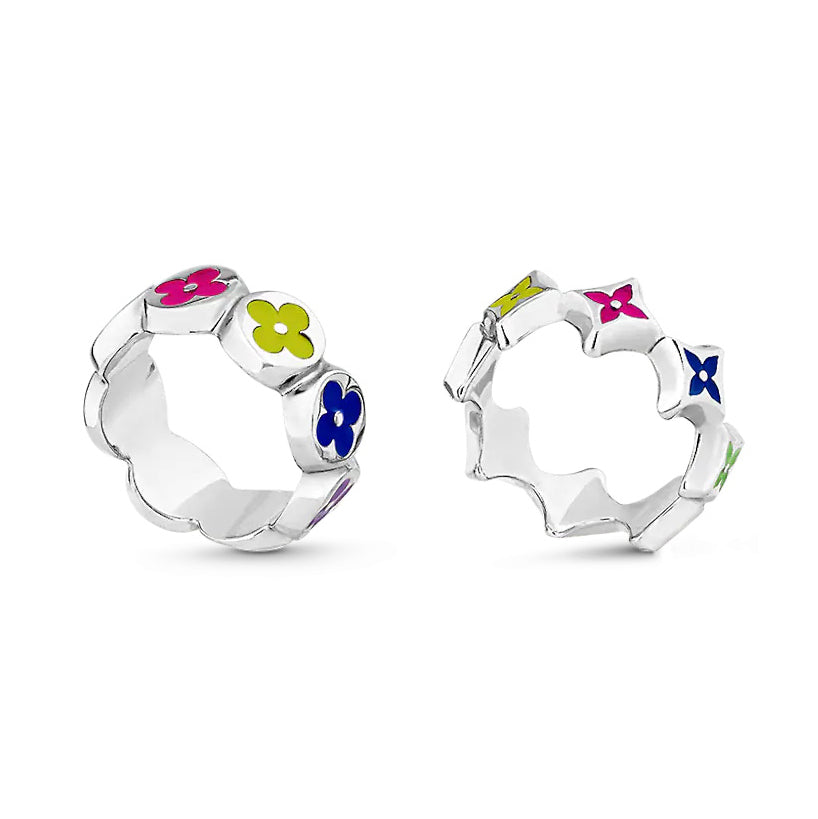 LV-M0959M enamel flower four-leaf clover flying mark couple ring set