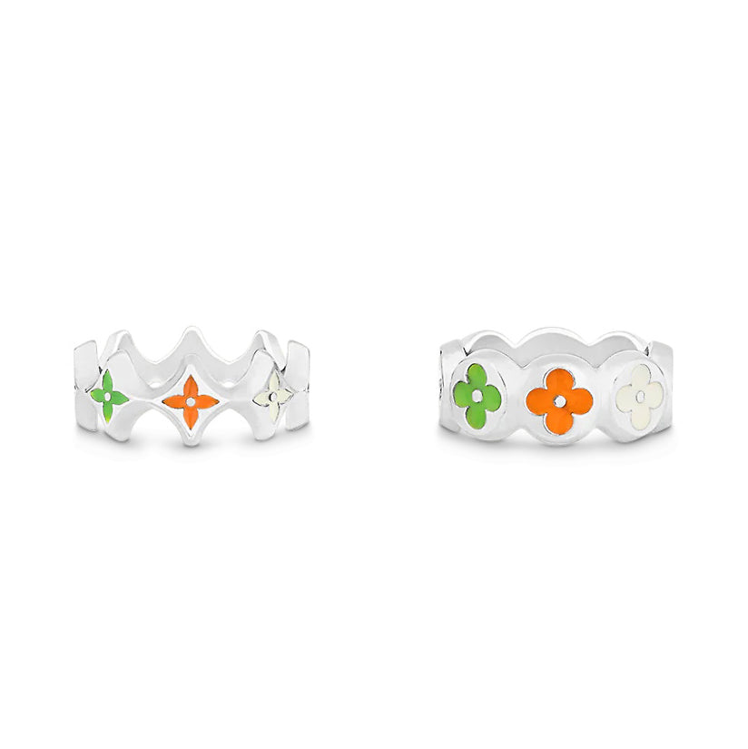 LV-M0959M enamel flower four-leaf clover flying mark couple ring set
