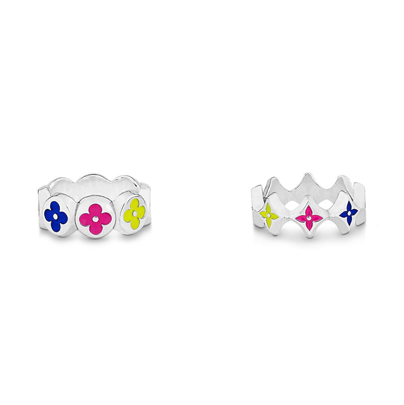 LV-M0959M enamel flower four-leaf clover flying mark couple ring set