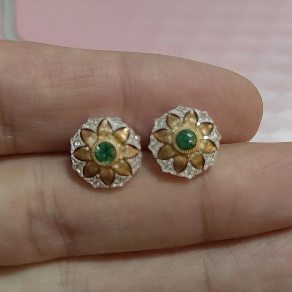 BQLT-EAR418168分色珠珠花形耳环耳钉