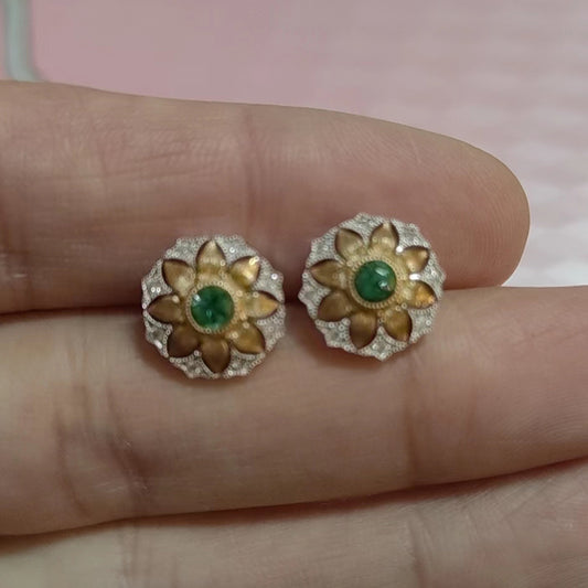 BQLT-EAR418168分色珠珠花形耳环耳钉
