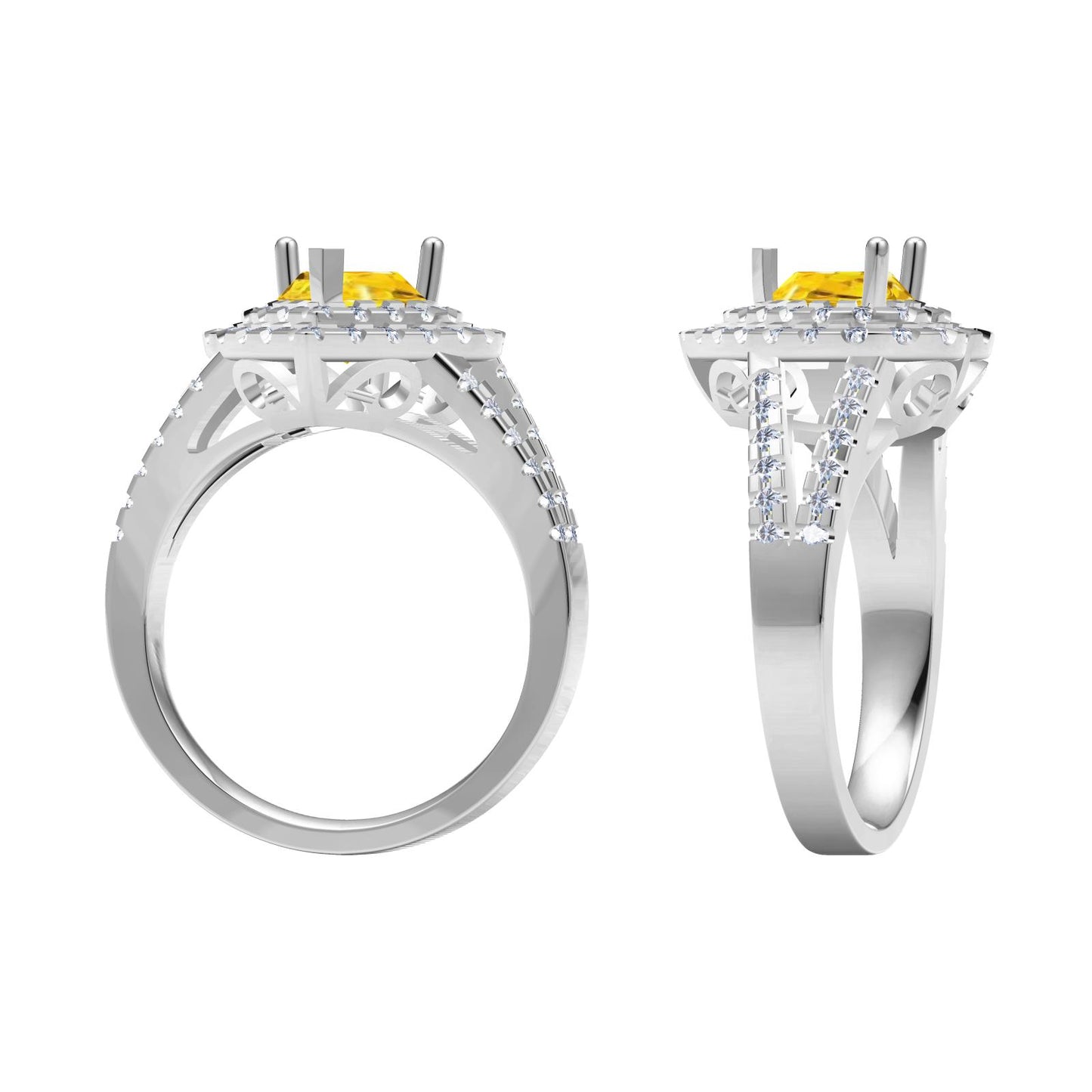 TIF37078215 Heart-shaped surrounding stone half-set Y arm ring 17#