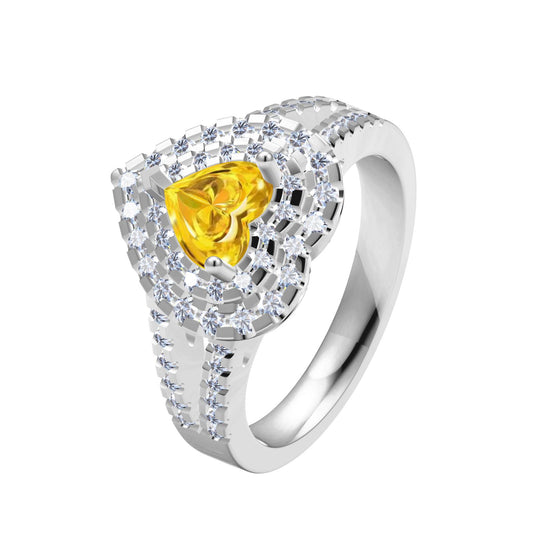 TIF37078215 Heart-shaped surrounding stone half-set Y arm ring 17#