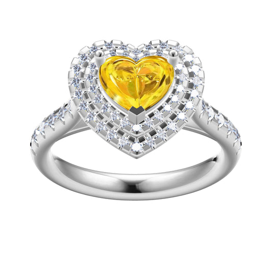 TIF41748215 heart-shaped diamond two-circle stone ring 11.5#
