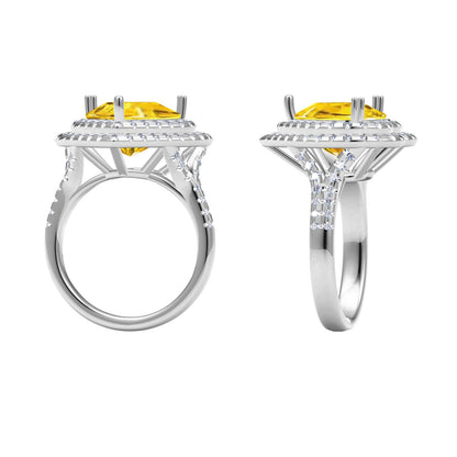 TIF41748216 Two-circle heart-shaped stone semi-set tiger claw straight arm ring 13#