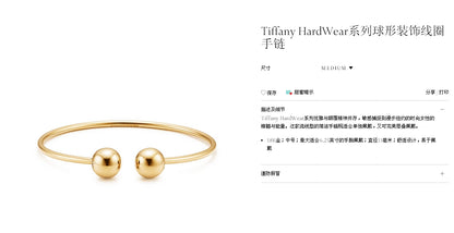 TIF19690384 11mm large light gold spherical coil open bracelet