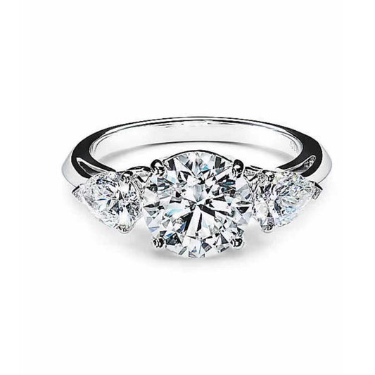 TIF2876634 Cross Four Claw Water Drop Shoulder Round Diamond Ring 11#