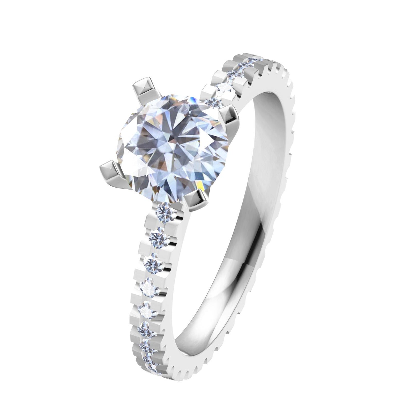 TIF9320007 square four prong full set straight arm diamond ring 10#