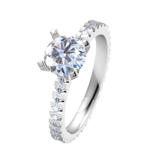 TIF9320007 square four prong full set straight arm diamond ring 10#