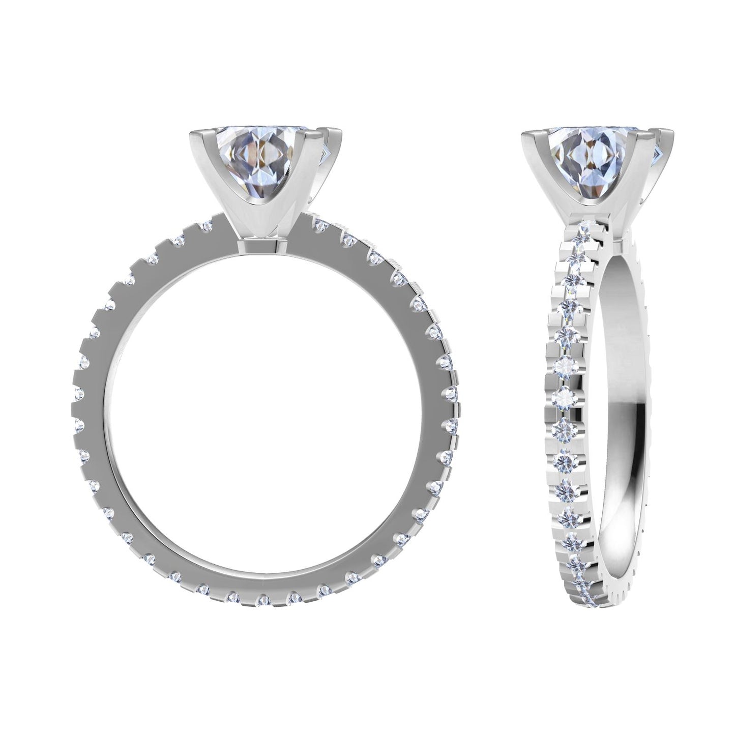 TIF9320007 square four prong full set straight arm diamond ring 10#