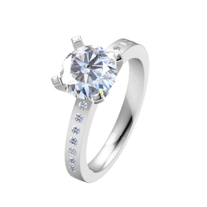 TIF71025098 square four-prong semi-set straight arm diamond ring 13.5#