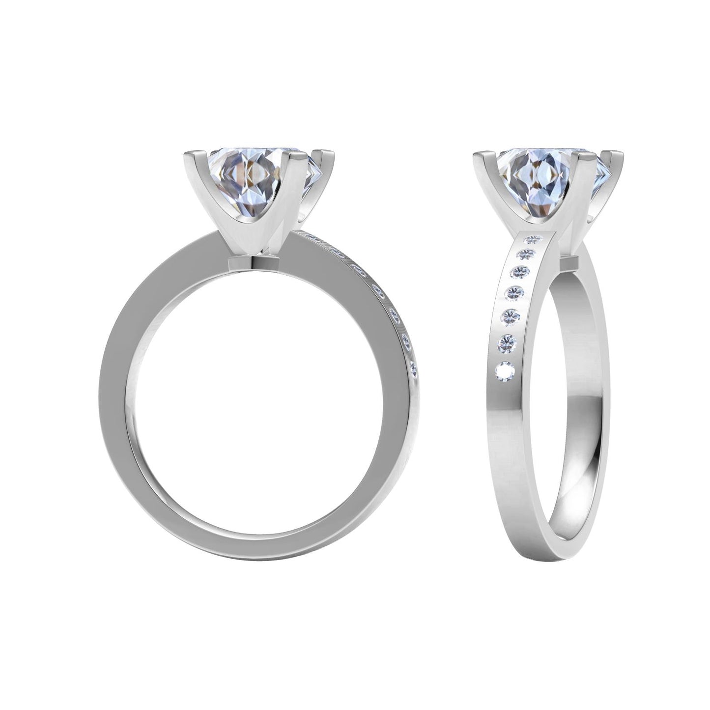 TIF71025098 square four-prong semi-set straight arm diamond ring 13.5#