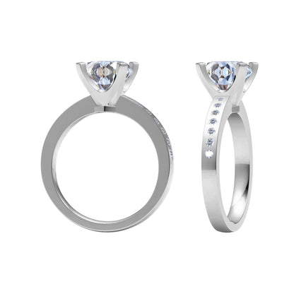 TIF71025098 square four-prong semi-set straight arm diamond ring 13.5#