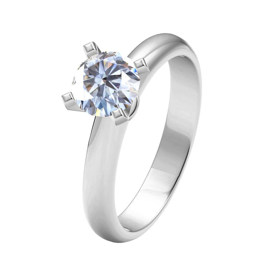 TIF29554977 Crossed four-prong light gold straight arm diamond ring 13#