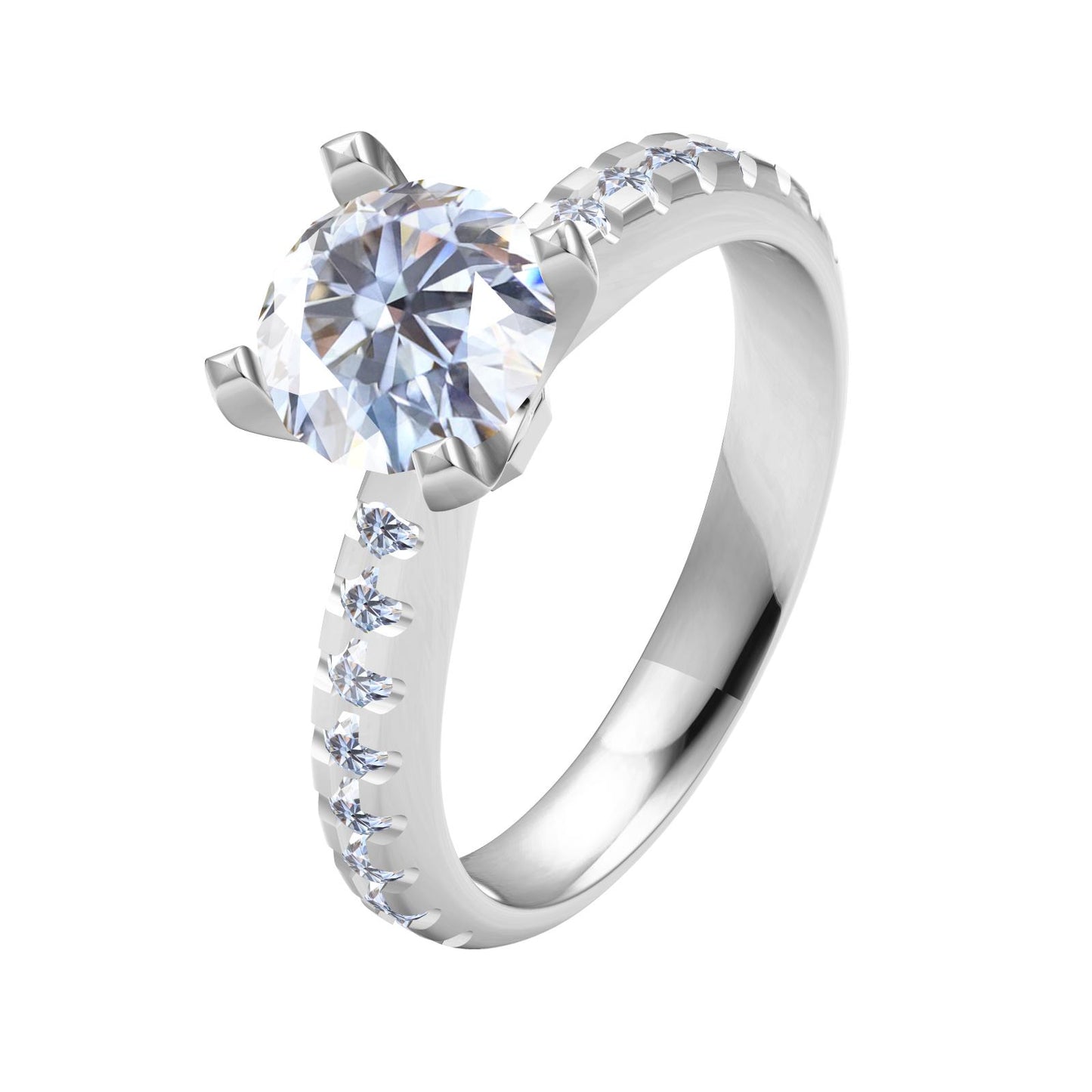TIF39219653 Cross four-prong semi-set straight arm diamond ring 9#