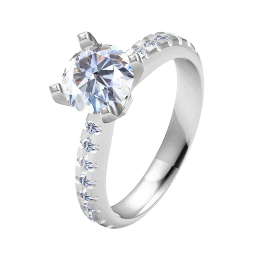 TIF39219653 Cross four-prong semi-set straight arm diamond ring 9#