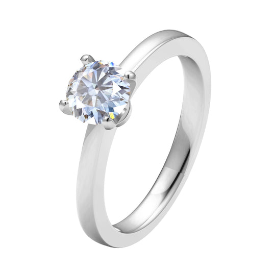 TIF18329992U-shaped four-claw light gold straight arm diamond ring 8.5#