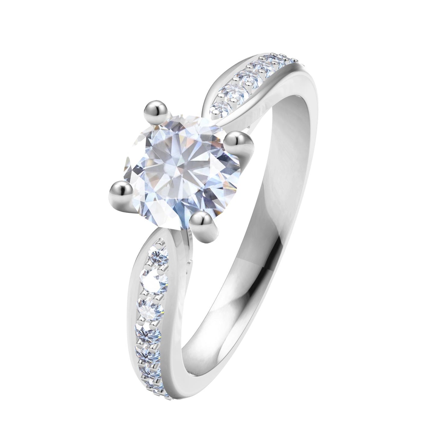 TIF72411071 Crossed four prongs semi-set spade edge straight arm diamond ring 12#