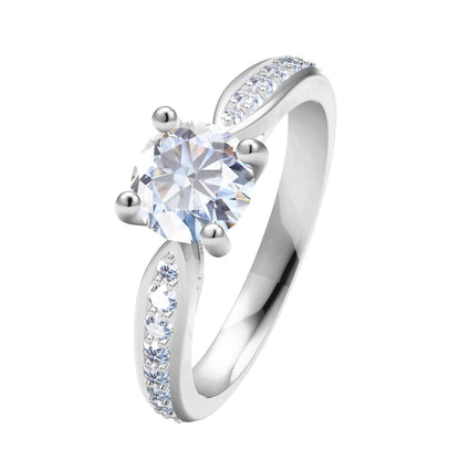 TIF72411071 Crossed four prongs semi-set spade edge straight arm diamond ring 12#