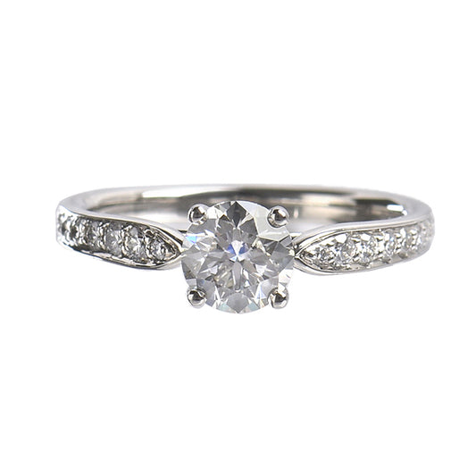 TIF72411071 Crossed four prongs semi-set spade edge straight arm diamond ring 12#