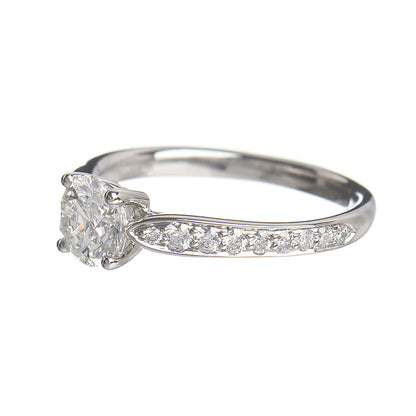 TIF72411071 Crossed four prongs semi-set spade edge straight arm diamond ring 12#