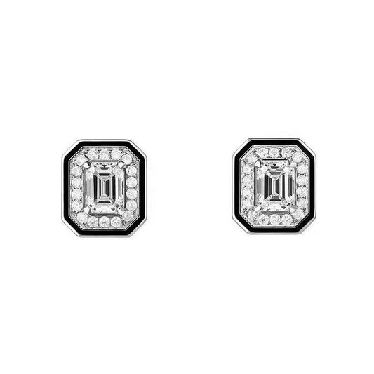 BSL-JCO01412 four-prong octagonal diamond encircling stone glue earrings