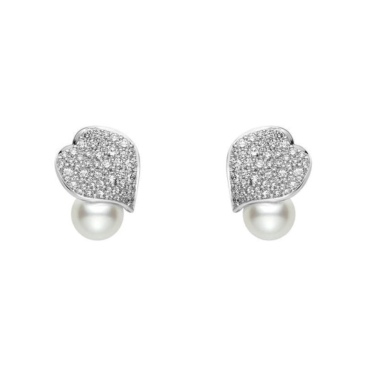 YMB-PYE01809PU leaf pearl stud earrings 9mm