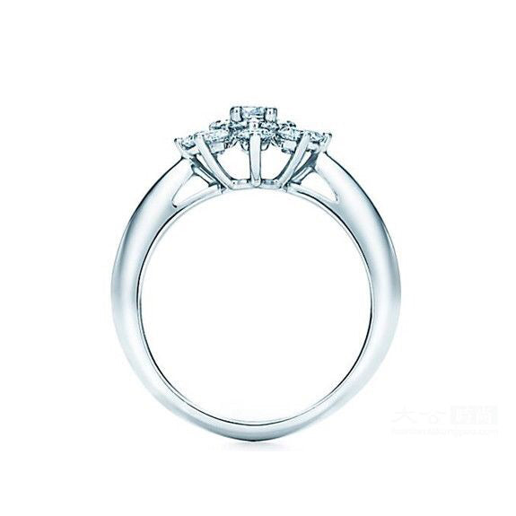 TIF28863584 light gold straight arm snowflake diamond ring 12.5#