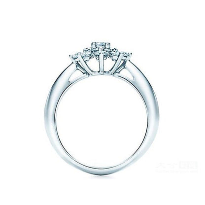 TIF28863584 light gold straight arm snowflake diamond ring 12.5#