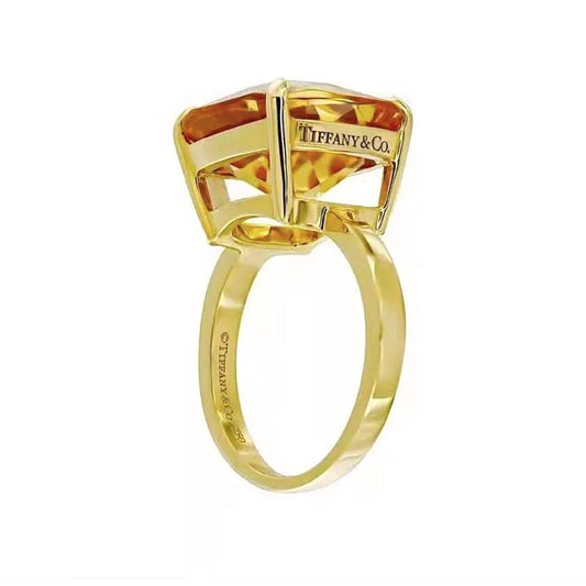 TIF47820165 Citrine Cross Four Claw Ring 18#