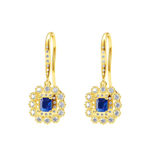 TIF6035920 pillow-shaped diamond beads with two circles around stone ear hooks