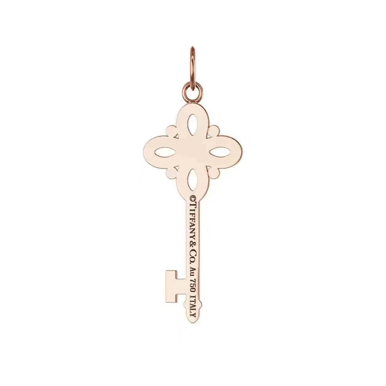 TIF159341 pink diamond four-leaf flower key pendant