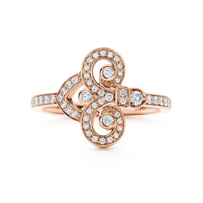 TIF60733564 Full Diamond Swallowtail Flower Horn Ring 13#