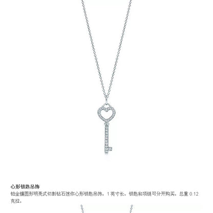 TIF24679585 diamond heart-shaped key pendant 1 inch
