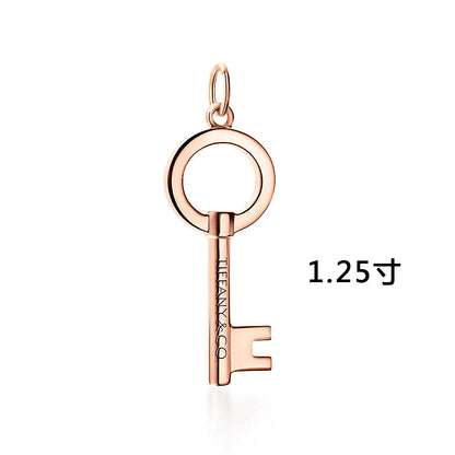 TIF8916597 light gold round hollow small key pendant 1.25 inches